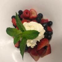 Drunken Berries  · Whipped Cream, Shot of Amaretto