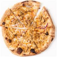 17. Buffalo Chicken Pizza · Buffalo sauce, bleu cheese, shredded mozzarella, red onion, chicken.