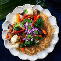 Aop Woonsen noodle · Our special Purple Thai sauce sautéed with bean thread noodles, coriander, garlic, black pep...