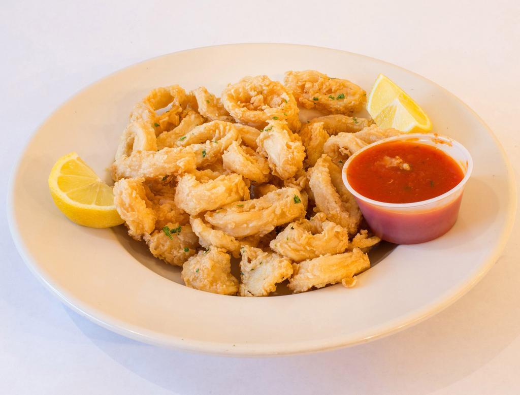 Calamari Fritti · Served with fresh marinara sauce. Hot or sweet.