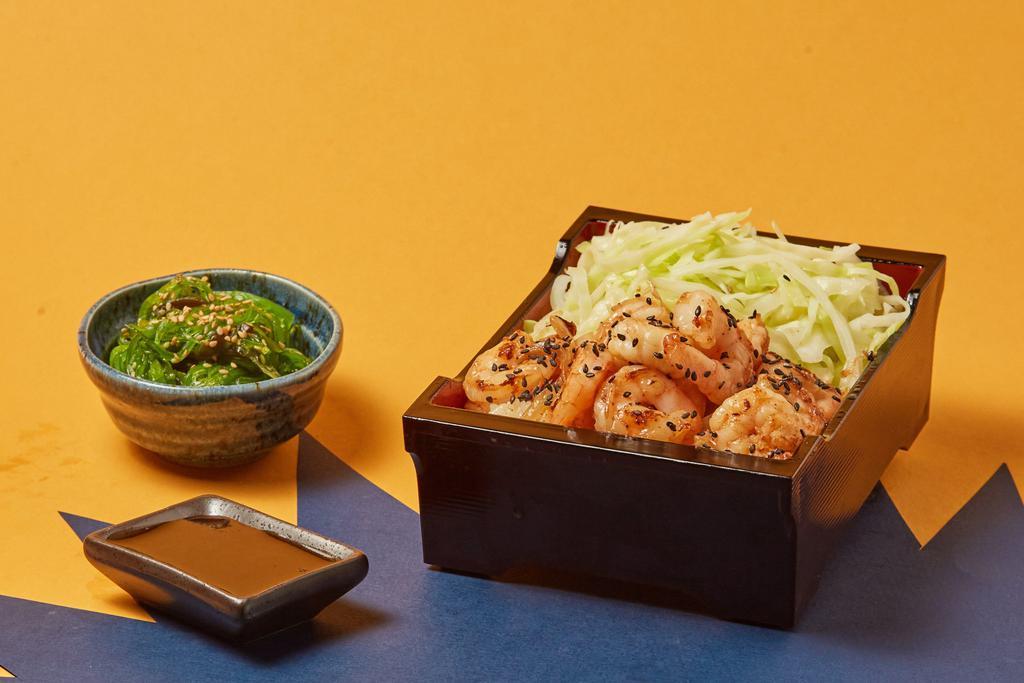 Shrimp Hibachi · Stir-fried shrimp hibachi with mixed vegetables. Served with rice.