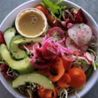 Simple Salad · Hand-picked greens, veggies, and honey-lime vinaigrette. Gluten free.