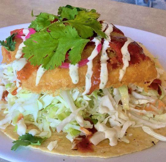 Street Taco · Grilled or fried fish, corn tortilla, cabbage, awesome sauce, salsa.