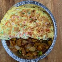 Danny's Mexican Omelette · 3 eggs omelette served with tomato, onion, jalapeños, mozzarella cheese, home fries and toas...