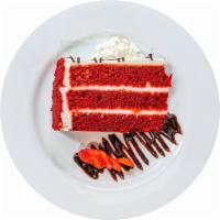 Red Velvet Lawyer Cake · Red velvet cake layer with sweet mascarpone cream.
