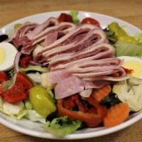 Antipasto Salad · Lettuce, tomato, onion, kalamata olives, giardinara, pepperocini, artichokes, hard boiled eg...