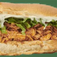 Buffalo Chicken Sub · Rotisserie chicken marinated in Buffalo sauce, served with lettuce and ranch dressing.