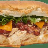 Chicken Bacon Ranch Sub · Grilled chicken, cheddar cheese, bacon, lettuce, ranch dressing.