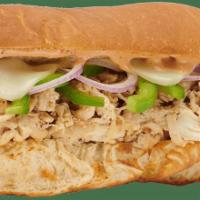 Chipotle Cheese Chicken Sub · Shredded rotisserie chicken, Pepper Jack cheese, green peppers, onions, chipotle ranch dress...