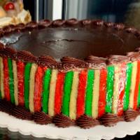 7 Layer Cookie & Raspberry Mousse Cake  · Serves 8-10 People 