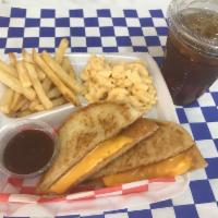 Grilled Cheese  · Grilled Cheese with plus choice of side a cookie and a beverage