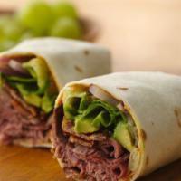 New Yorker Wrap · Roast beef, avocado, lettuce, tomato, Swiss, mayo and American cheese.