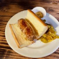 Bratwurst  · brioche bun, dijon mustard, cornichon & jalapeno kraut