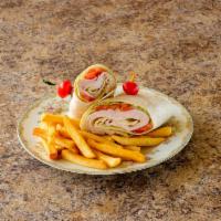 Turkey Wrap & fries  · Lettuce, tomato and mozzarella Cheese.