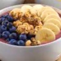 Acai Berry Banana Smoothie Bowl · Almond milk, acai, blueberry, banana, strawberry and granola.