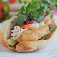Air Fried Tempura Shrimps Banh Mi Sandwich · Air fried tempura shrimps banh mi sandwich.