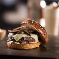 Portobello Mushrooms Ground Beef Burger · Fresh premium Angus beef pounder grilled with black pepper and Himalayan salt toppings with ...