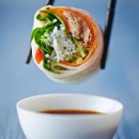 Tuna Fish Summer Rolls · Summer rolls wrapped with shrimps, lettuce, cooked rice noodle and fresh cucumber- house spe...
