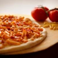Baked Ziti Pizza · Mozzarella, ziti, Parmigiano, and marinara sauce.