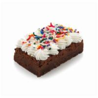 Frosted Brownie with Rainbow Sprinkles  · Made from the highest quality ingredients,  very dense and moist, filled with fudge goodness...