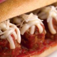 Meatball Parmesan Hot Hero  · All natural beef meatballs, topped with mozzarella cheese. Hot hero sandwich.