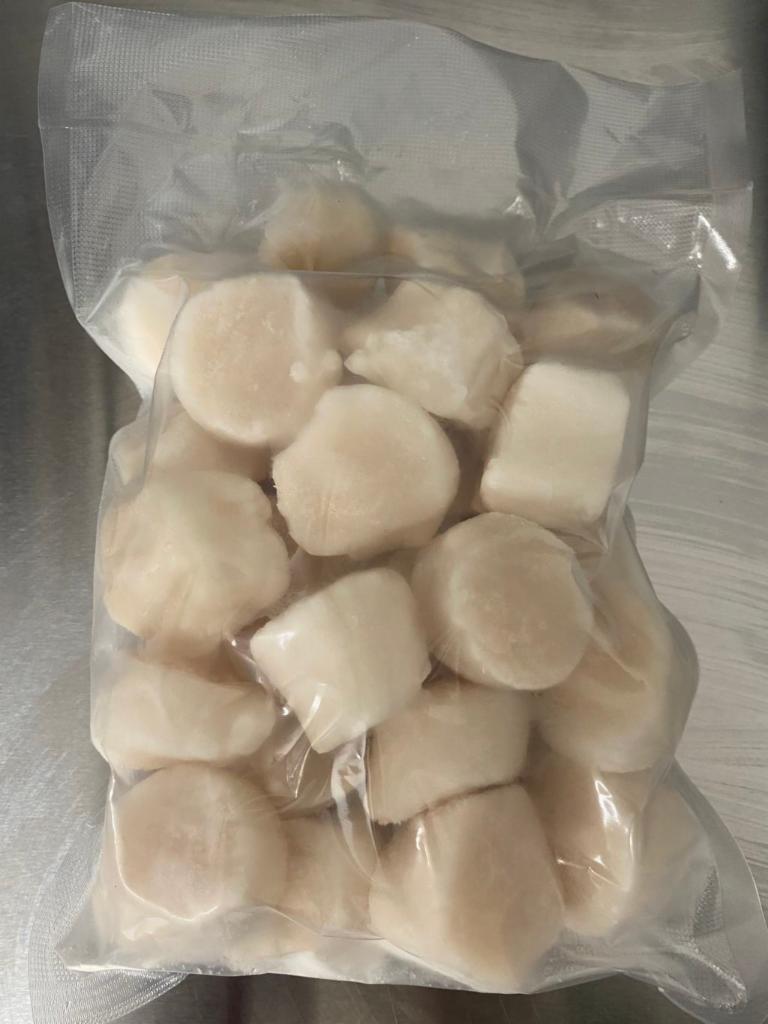 Scallops · North Atlantic sea scallops.  Sold in 1.5lb bag