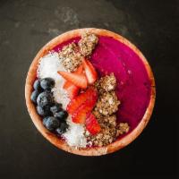 GI Original Dragonfruit Bowl · Blended unsweetened dragonfruit and banana with coconut milk. Topped with granola (nut free,...