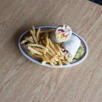 Cool Ranch Wrap · Chicken or turkey, bacon, lettuce, cheese, tomato and ranch.