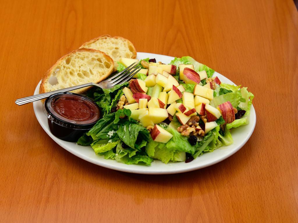 Cranberry Apple Walnut Salad · Chopped romaine, Asiago cheese, walnuts, dried cranberries and crisp chopped apple.