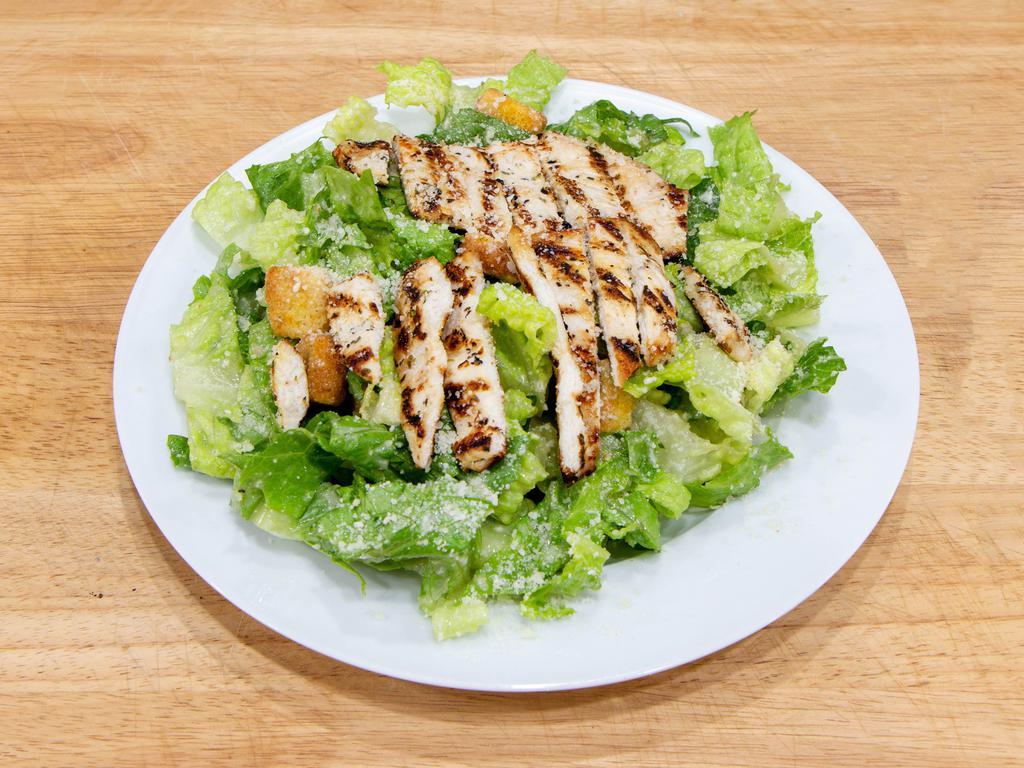 Chicken Tossed Salad · Iceberg lettuce , tomatoes,cucumbers,black olives & onions Topped with grilled seasoned chicken
