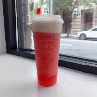 Watermelon Tea · Made with water and strawberry .