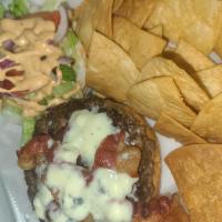 Cobb Burger Crumbled bleu cheese,  bacon,  red onions, lettuce, tomatoes, chipotle ranch · Crumbled bleu cheese,  bacon,  red onions, lettuce, tomatoes, chipotle ranch.