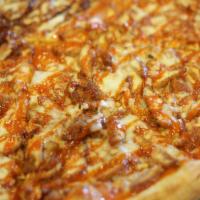 Large Buffalo Chicken Pizza · Topped with spicy Buffalo chicken and our spicy wing sauce.