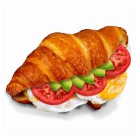 Fried Egg, Avocado and Tomato on Croissant · Served on a flaky French pastry. 