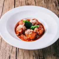 Polpettine · Tomato braised prime beef meatball - parmesan - basil