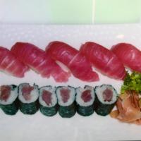 Tuna Combo · 5 pieces of tuna sushi and 1  tuna roll.