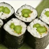 Asparagus Roll · Sushi roll filled with asparagus.