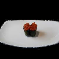 Salmon Caviar Nigiri · Oblong of sushi rice topped with salmon caviar and other delicacies (2 pieces per order).