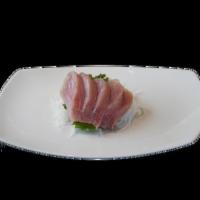 Fatty Tuna Sashimi · O toro. Slices of raw fish and rice less.