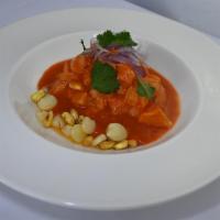 Classic Ceviche · Catch of day with traditional Rocoto sauce, tiger’s milk with choclo, cancha and sweet potat...