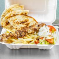 Chicken Platter · served with french fries or rice, side salad and pita