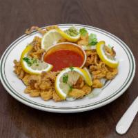 13. Fried Calamari · Comes with your choice of sauce.