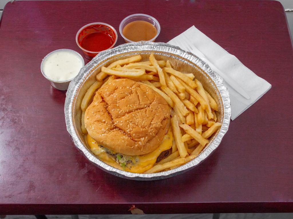 Cheeseburger Deluxe · Grilled or fried patty with cheese on a bun.