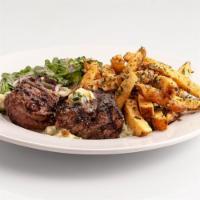  Bourbon Steak Frites*  · Grilled tenderloin tips sautéed in bourbon sauce served with V-cut fries and our seasonal ve...