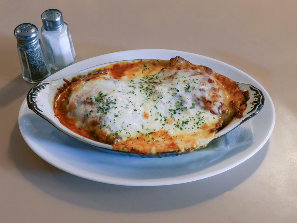 Eggplant Rollatini · Served with your choice of pasta.