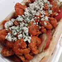 Buffalo Shrimp Po Boy · Fried shrimp tossed in our signature Buffalo sauce, topped with crumbled bleu cheese, served...