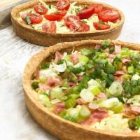 Bacon and Green Onion Quiche · Savory egg tart.
