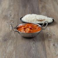 Chicken Makhni · Butter chicken. Universally famous dish in a tangy tomato butter sauce. Served with rice.
