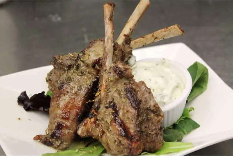 Grilled Rack of Lamb Chops  · Served with tzatziki. 