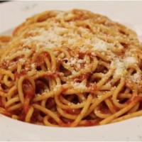 Pasta Marinara · Spaghetti, fettuccini or penne. Served with a side of garlic bread.